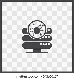 Server is infected by malware with virus vector icon. Isolated illustration. Business picture.