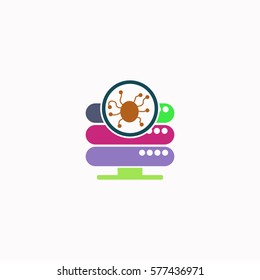 Server is infected by malware with virus  icon Vector design. Colored illustration.