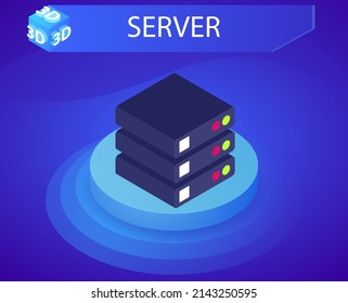 Server isometric design icon. Vector web illustration. 3d colorful concept