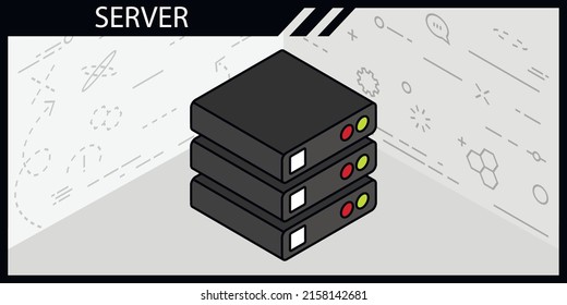 Server isometric design icon. Vector web illustration. 3d colorful concept