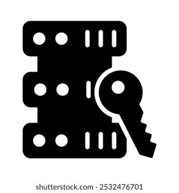 Server with key, concept of data access in modern style