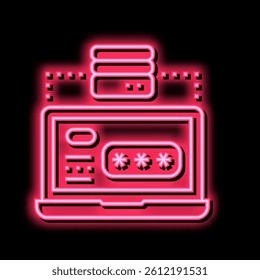 server laptop password entry neon light sign vector. server laptop password entry sign. isolated symbol illustration