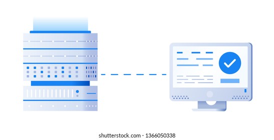 Server and laptop. Programming concept. Flat vector illustration. Coding and connecting. Modern network