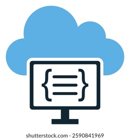 Server less computing icon vector illustrating cloud-based execution without dedicated servers. Perfect for cloud services, automation, scalability, and modern computing solutions.