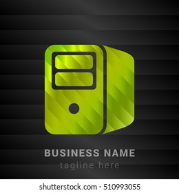 Server Lime Green and Black silk fashion premium icon / Logo