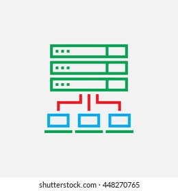 server line icon, color outline vector pixel perfect illustration, linear pictogram isolated on white