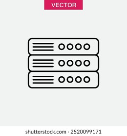 Server line icon vector, simple flat black trendy style illustration for web and app..eps