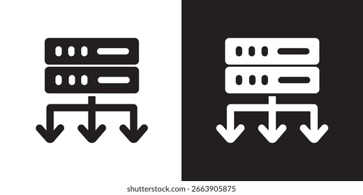 Icono del equilibrador de carga del servidor - blanco y negro