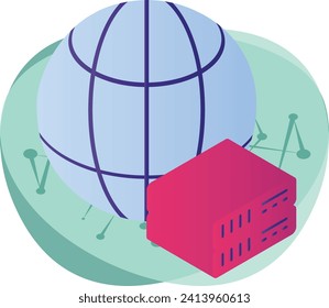 Server Location isometric Concept, VPN geo-location Vector Icon Design, Big data Symbol, Business intelligence Sign,Web hosting and Data Center Stock Illustration