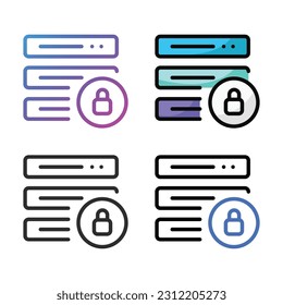 Server lock icon design in four variation color