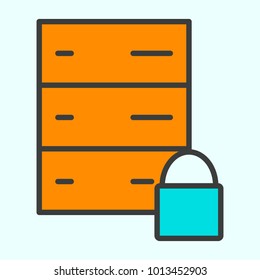 Server Lock Line Icon.  96x96 for Web Graphics and Apps.  Simple Minimal Pictogram. Vector