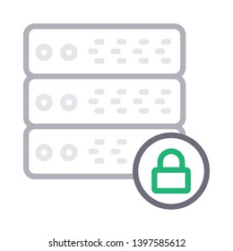 server lock vector color line icon