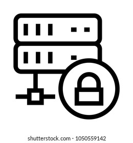 server lock vector line icon
