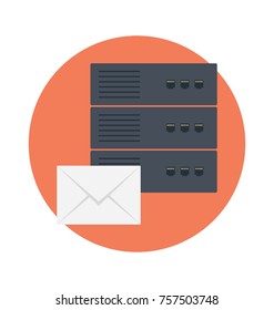 
A server and a mail icon symbolising mail server support 