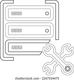 Server maintenance icon, data maintenance icon black vector