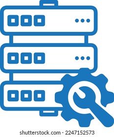 Server maintenance icon, technology icon blue vector