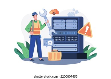 Server Maintenance Illustration concept on white background