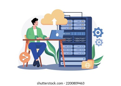 Server Maintenance Illustration concept on white background