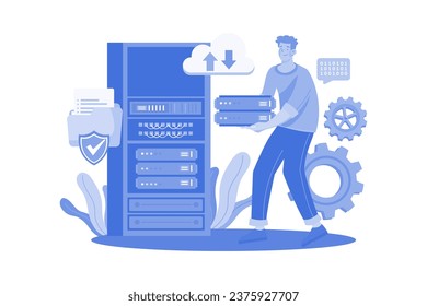 Server Maintenance Illustration concept on a white background
