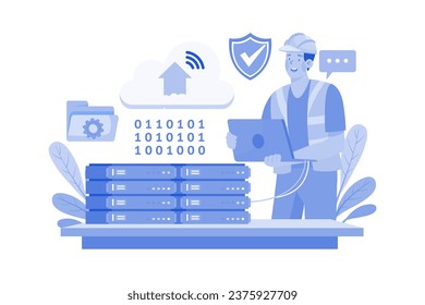 Server Maintenance Illustration concept on a white background