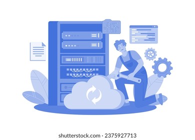Server Maintenance Illustration concept on a white background
