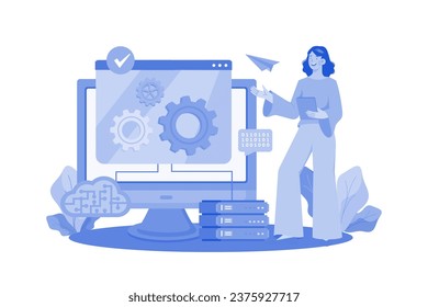 Server Maintenance Illustration concept on a white background
