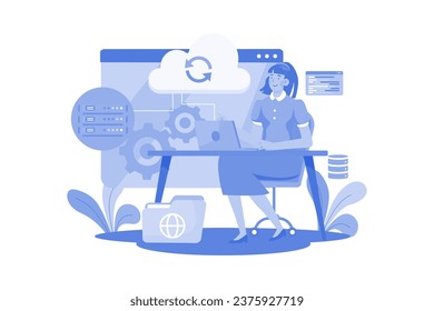 Server Maintenance Illustration concept on a white background