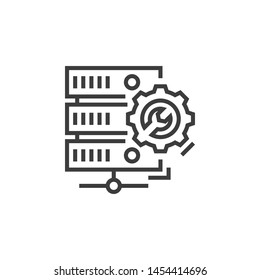 Server Maintenance Vector Illustration, outline sign