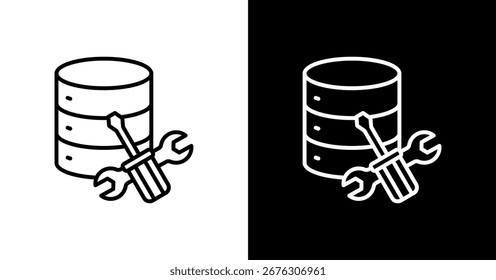 Diseño de conjunto de iconos blancos de mantenimiento de servidor