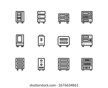 Server modern data storage icon collection