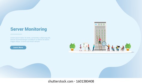 server monitoring or analysis for website template or landing homepage banner - vector