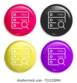 Server multi color glossy badge icon set. Realistic shiny badge icon or logo mockup