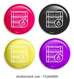 Server multi color glossy badge icon set. Realistic shiny badge icon or logo mockup