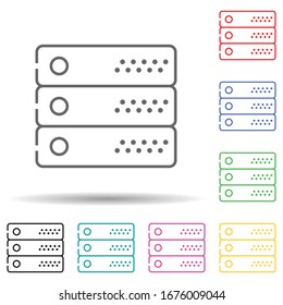 Server multi color set icon. Simple thin line, outline vector of web icons for ui and ux, website or mobile application
