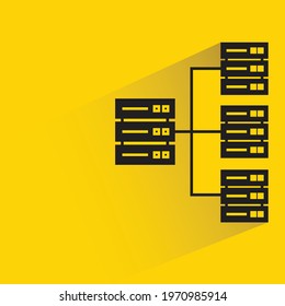server network diagram with shadow yellow background