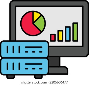 Server optimization and analysis vector color icon design, Big data Symbol, Business intelligence Sign,Web hosting and Data Center Stock Illustration, manage petabytes Concept