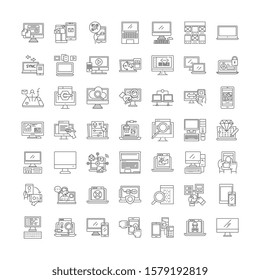 Server organization linear icons, signs, symbols vector line illustration set