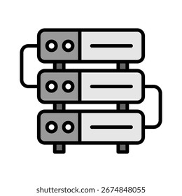 Server outline color icon vector illustration