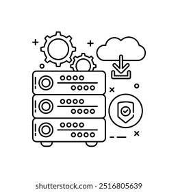 Icono de contorno del servidor, Ilustración vectorial