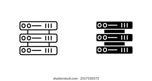 Server outlined and solid icon vector collection.