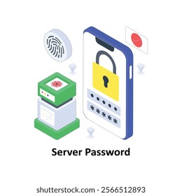 Server Password isometric Colored illustration. EPS File stock illustration