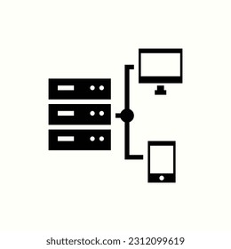 server, pc, smartphone glyph style icon, isolated icon in light background, perfect for website, blog, logo, graphic design, social media, UI, mobile app