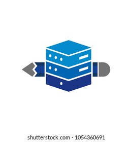 Server Pencil Logo Icon Design