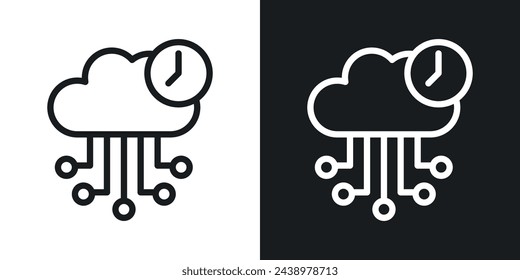 Iconos de rendimiento y tiempo de actividad del servidor. Alojamiento confiable y símbolo de red