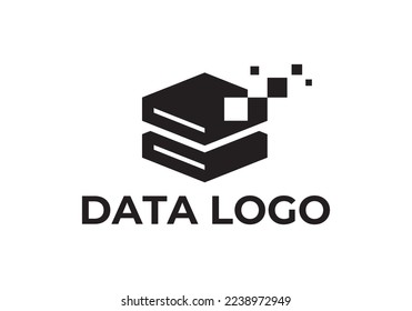 server pixel logo design. concept data symbol vector illustration.