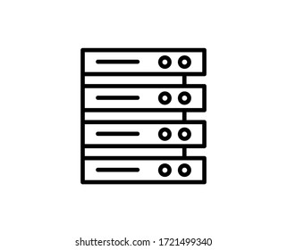 Icono de línea premium del servidor. Pictograma sencillo de alta calidad. Iconos modernos de estilo de esquema. Dibujo vectorial de trazo en un fondo blanco. 