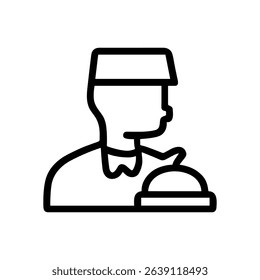 Server presents covered dish service. Icon symbol illustration