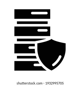 server protection glyph icon vector. server protection sign. isolated contour symbol black illustration