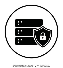 Server protection icon with shield and lock
