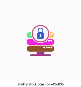 Server protection  icon Vector design Colored illustration.